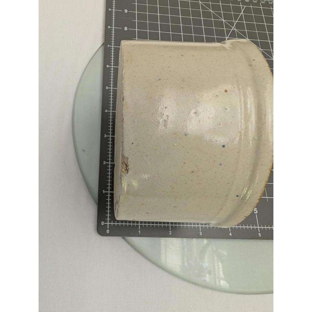 Antique Stoneware Concave Beige Crock 4 3/8" H - Picture 6 of 6